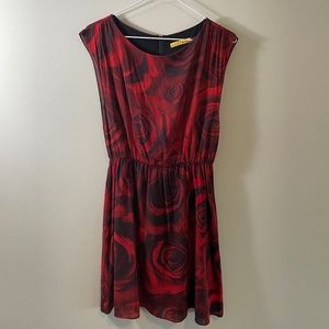Alice + Olivia Rose Print Silk Dress